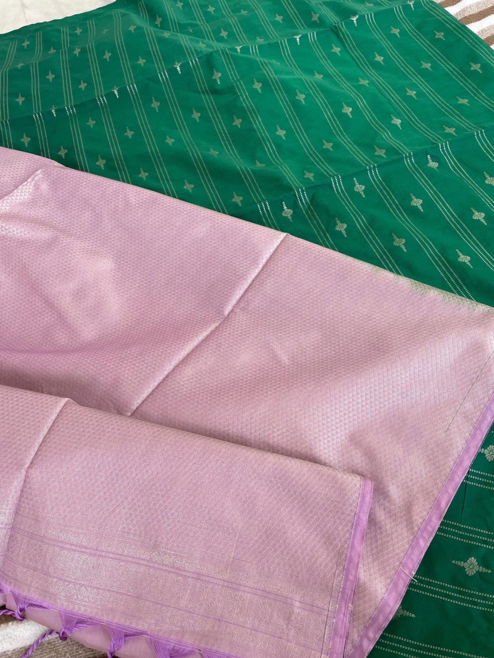 Traditional border silk saree with stitched blouse|traditional saree with readymade blouse/silk sarees USA/pink semi silk saree/green saree