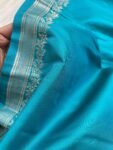 Traditional border silk saree with stitched blouse|traditional saree with readymade blouse/silk sarees USA/semi silk saree us/simpblue saree
