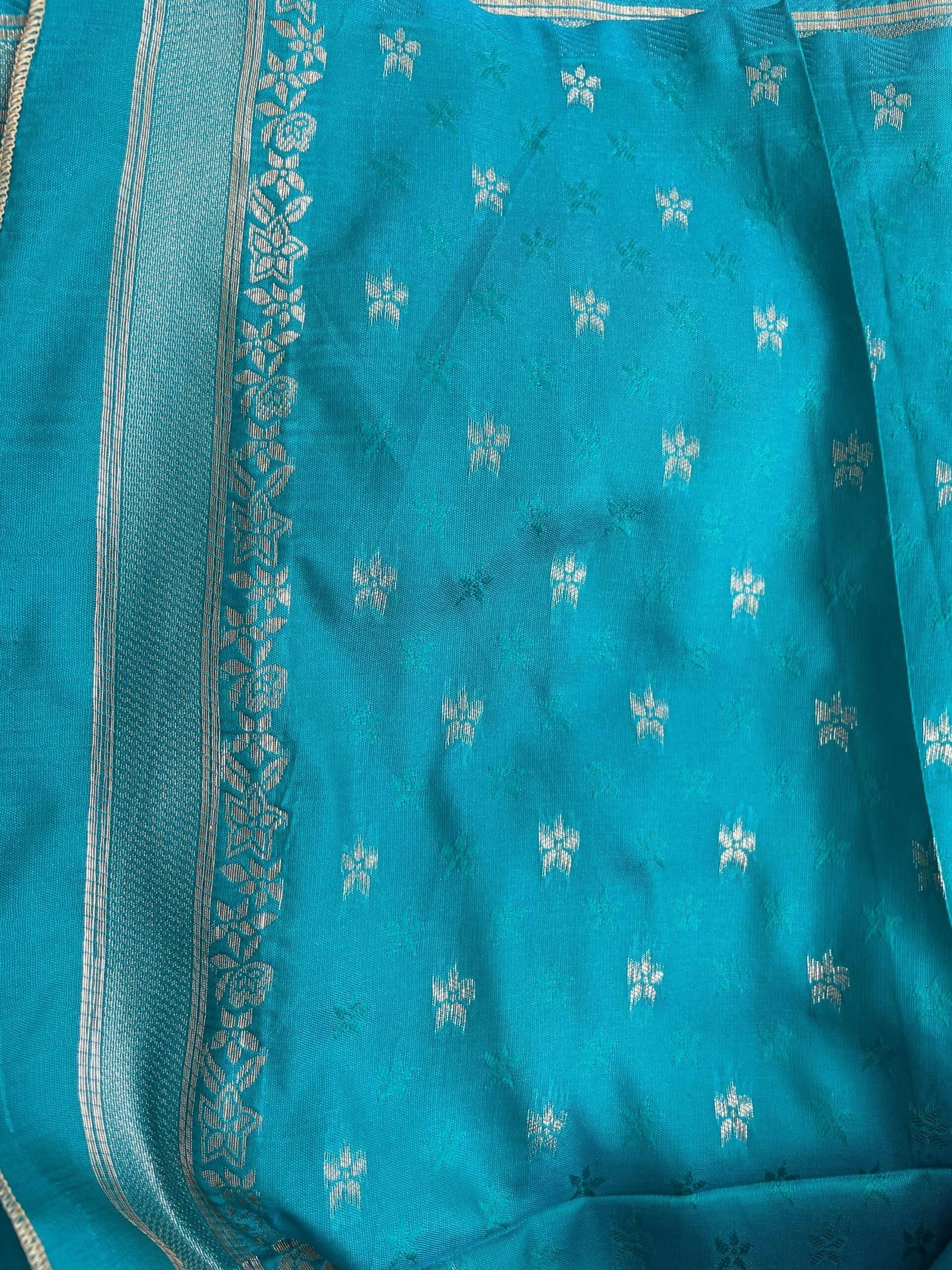 Traditional border silk saree with stitched blouse|traditional saree with readymade blouse/silk sarees USA/semi silk saree us/simpblue saree