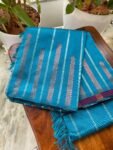 Traditional border silk saree with stitched blouse|traditional saree with readymade blouse/silk sarees USA/semi silk saree us/simpblue saree