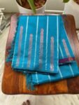 Traditional border silk saree with stitched blouse|traditional saree with readymade blouse/silk sarees USA/semi silk saree us/simpblue saree