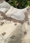 pure silk hand embroidery blouse /modern saree maggam blouse/cream zardosi blouse / hand embroidered blouse/off white ready made blouse