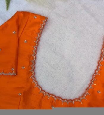 Orange silk hand embroidery blouse/orange saree maggam blouse/orange saree blouse/simplehand embroidered blouse/orange ready made blouse zar