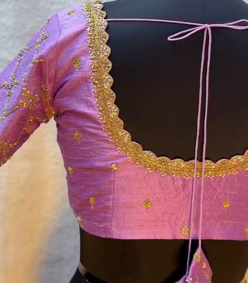 Lavender hand embroidery blouse/saree maggam work blouse/hand embroidery saree blouse/hand embroidered blouse/lavender ready made blouse usa