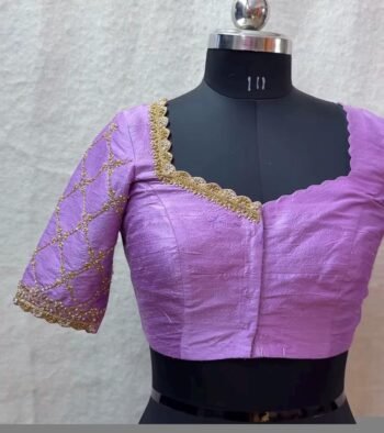 Lavender hand embroidery blouse/saree maggam work blouse/hand embroidery saree blouse/hand embroidered blouse/lavender ready made blouse