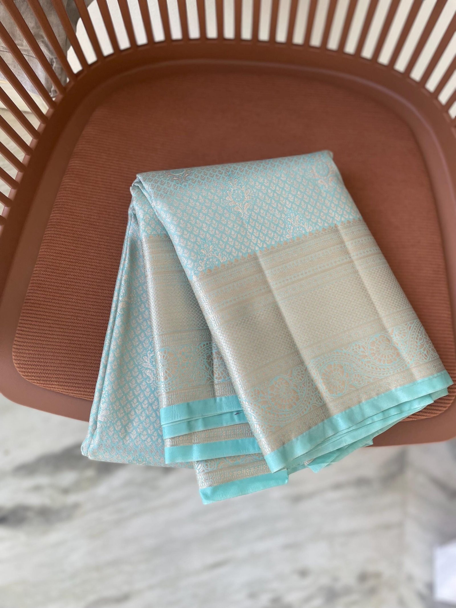 Traditional border silk saree with stitched blouse|traditional saree with readymade blouse/silk sarees USA/semi silk saree/blue silk saree