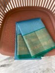 Traditional border silk saree with stitched blouse|traditional saree with readymade blouse/silk sarees USA/semi silk saree/blue silk saree