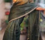 Pure silk cocktailsaree/black sari with hand embroidery/organza silk saree with designer blouse /black saree,party saree,full sleeve blouse