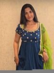Blue Anarkali suit usa/anarkali kurta shirt sleeve/ blue anarkali with dupatt/shortsleeve dress anarkali/Indian dresses/blue Indian anarkali