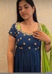 Blue Anarkali suit usa/anarkali kurta shirt sleeve/ blue anarkali with dupatt/shortsleeve dress anarkali/Indian dresses/blue Indian anarkali