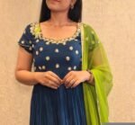 Blue Anarkali suit usa/anarkali kurta shirt sleeve/ blue anarkali with dupatt/shortsleeve dress anarkali/Indian dresses/blue Indian anarkali