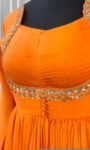Orange Anarkali suit usa/anarkali kurta full sleeve/orange full sleeve anarkali/soft chanderi anarkali dress/Indian dresses/orange anarkali