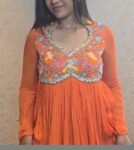 Orange Anarkali suit usa/anarkali kurta full sleeve/orange anarkali/hand embroidered dress anarkali/Indian dresses/simple anarkali kurta usa