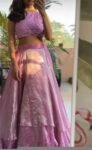 Lavender Silk Lehenga Set: Hand Embroidered Crop Top, Indian Wedding Outfit,lavender lehenga, crop top lehenga,tissue lehenga,crop top skirt