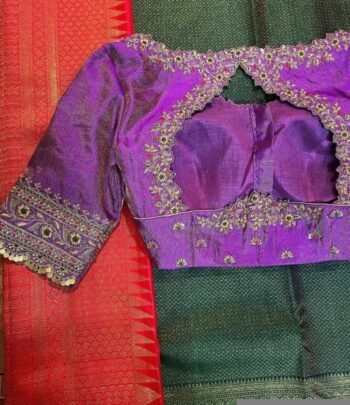 Lavender Hand Embroidered Silk Blouse: Zardosi Maggam Work, lavender tissue blouse,lavender blouse,maggam blouse, mix and match blouse