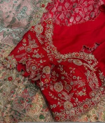 pure silk hand embroidery blouse/red heavy maggam blouse/red zardosi blouse/wedding hand embroidered blouse/bridal ready made blouse