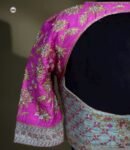 pure silk hand embroidery bridal blouse/maggam blouse/pink bridal work blouse/pink hand embroidered blouse/heavy embroidery wedding blouse
