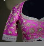 pure silk hand embroidery bridal blouse/maggam blouse/pink bridal work blouse/pink hand embroidered blouse/heavy embroidery wedding blouse