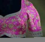pure silk hand embroidery bridal blouse/maggam blouse/pink bridal work blouse/pink hand embroidered blouse/heavy embroidery wedding blouse