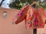pure silk hand embroidery blouse/elbow sleeve maggam blouse/paithani zardosi blouse/hand embroidered blouse/red Paithani ready made blouse