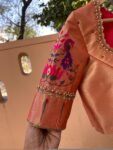 pure silk hand embroidery blouse/elbow sleeve maggam blouse/paithani zardosi blouse/hand embroidered blouse/red Paithani ready made blouse