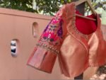pure silk hand embroidery blouse/elbow sleeve maggam blouse/paithani zardosi blouse/hand embroidered blouse/red Paithani ready made blouse
