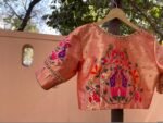 pure silk hand embroidery blouse/elbow sleeve maggam blouse/paithani zardosi blouse/hand embroidered blouse/red Paithani ready made blouse