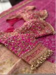 pure silk hand embroidery bridal blouse/maggam blouse/pink bridal work blouse/pink hand embroidered blouse/heavy embroidery wedding blouse