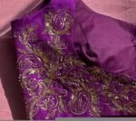 pure silk hand embroidery blouse/purple maggam blouse/purple raw silk zardosi blouse/ hand embroidered blouse/sleeveless ready made blouse