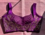 pure silk hand embroidery blouse/purple maggam blouse/purple raw silk zardosi blouse/ hand embroidered blouse/sleeveless ready made blouse