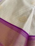 Traditional border silk saree with stitched blouse|traditional saree with readymade blouse/silk sarees USA/semi silk saree/cream purpl saree