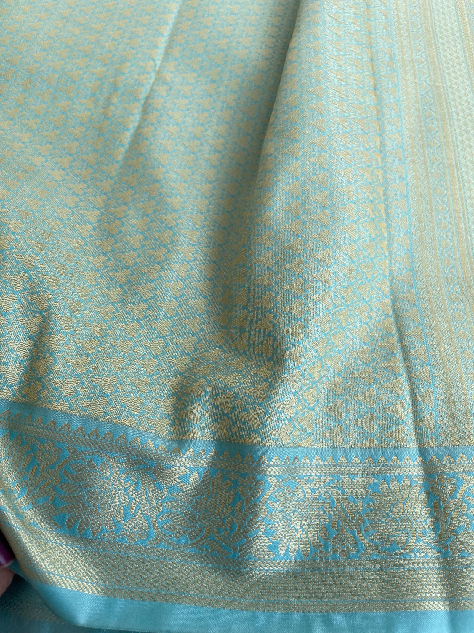 Traditional border silk saree with stitched blouse|traditional saree with readymade blouse/silk sarees USA/semi silk saree/orange blue saree