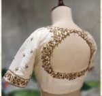 pure silk hand embroidery blouse/cream saree maggam blouse/raw silk zardosi blouse/hand embroidered blouse/cream ready made blouse zardosi