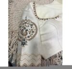 Hand Embroidered Zardosi Silk Blouse: Cream Maggam Work, Elbow Sleeves,cream saree blouse,patola blouse,mix and match blouse,plus size blous