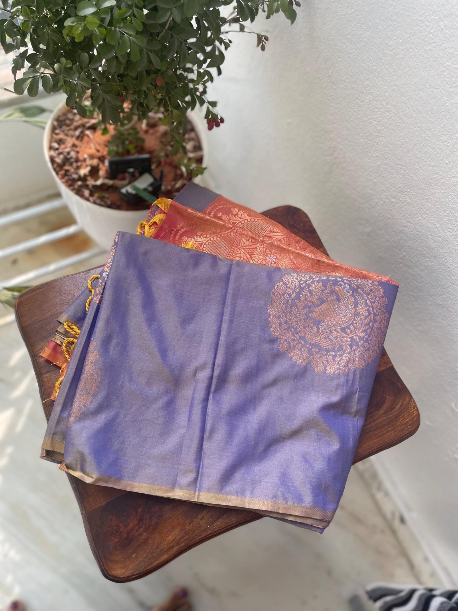 Traditional border silk saree with stitched blouse|traditional saree with readymade blouse/silk sarees USA/semi silk saree us/lavender saree