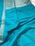 Traditional border silk saree with stitched blouse|traditional saree with readymade blouse/silk sarees USA/semi silk saree us/simpblue saree