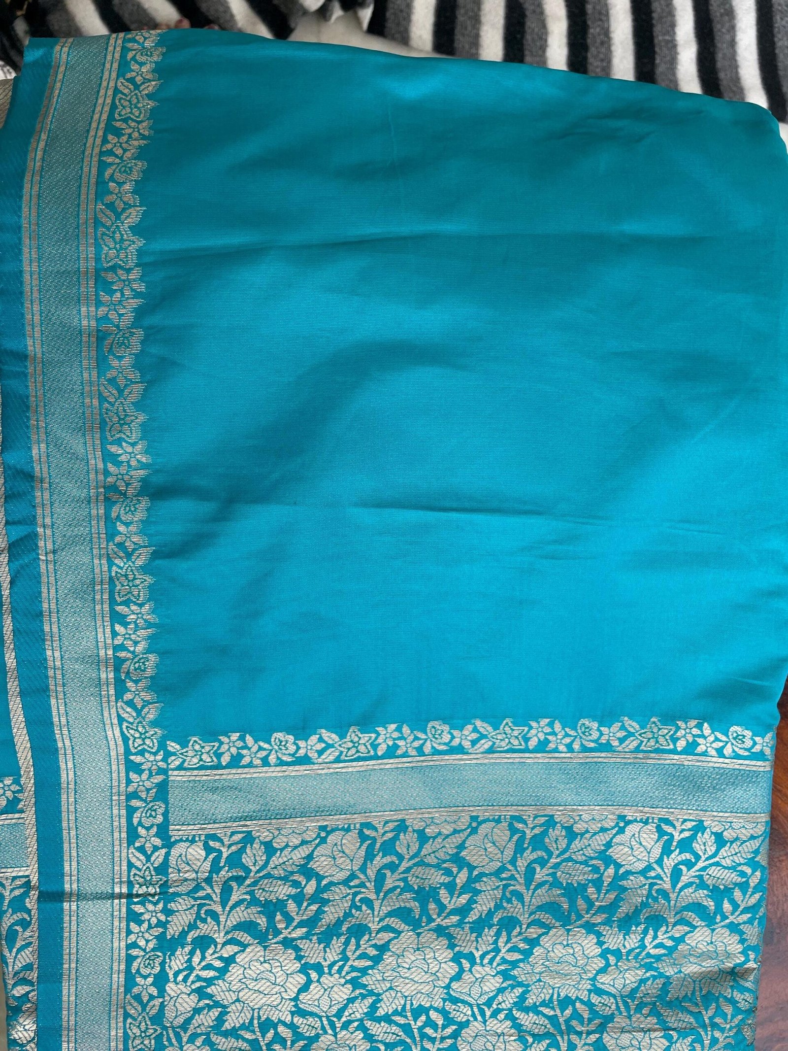 Traditional border silk saree with stitched blouse|traditional saree with readymade blouse/silk sarees USA/semi silk saree us/simpblue saree
