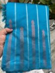 Traditional border silk saree with stitched blouse|traditional saree with readymade blouse/silk sarees USA/semi silk saree us/simpblue saree