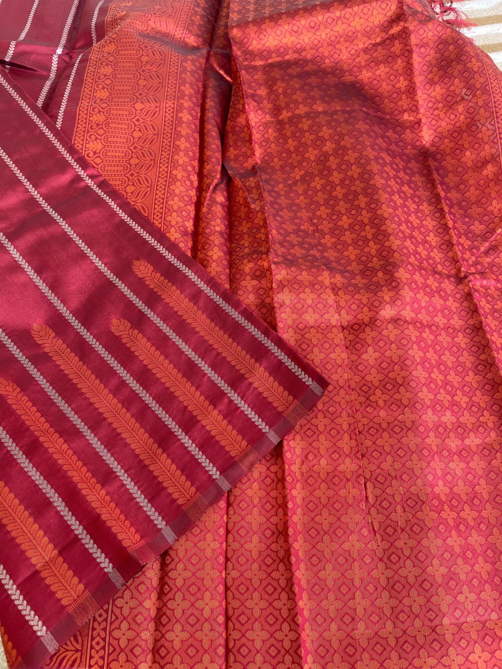 Traditional border silk saree with stitched blouse|traditional saree with readymade blouse/silk sarees USA/semi silk saree/maroon silk saree