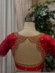 Hand Embroidered Red Silk Blouse: Zardosi Maggam Work, Elbow Sleeves,plus size blouses,red maggam blouse,red saree blouse,mix and match blou