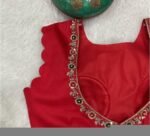 pure silk hand embroidery blouse /red maggam blouse/red raw silk zardosi blouse/hand embroidered blouse/red sleeveless ready made blouse usa