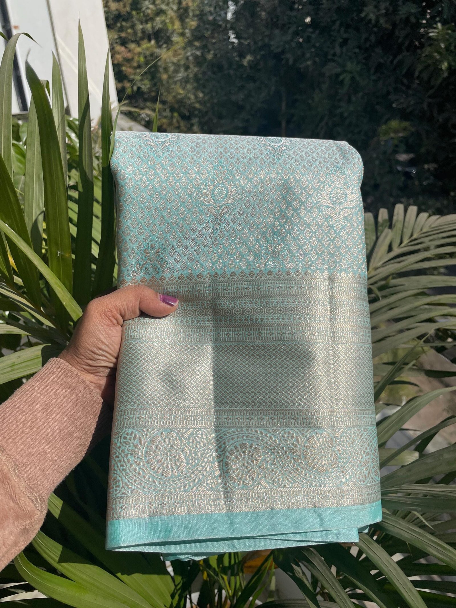 Traditional border silk saree with stitched blouse|traditional saree with readymade blouse/silk sarees USA/semi silk saree/blue silk saree