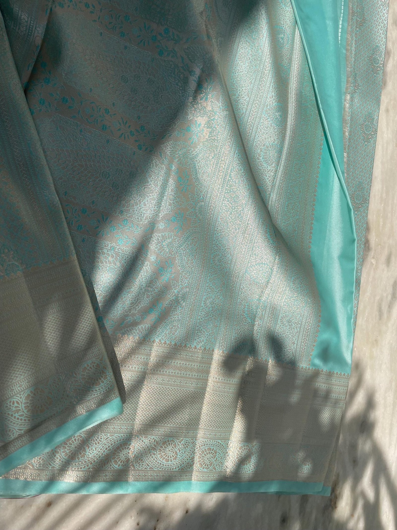 Traditional border silk saree with stitched blouse|traditional saree with readymade blouse/silk sarees USA/semi silk saree/blue silk saree
