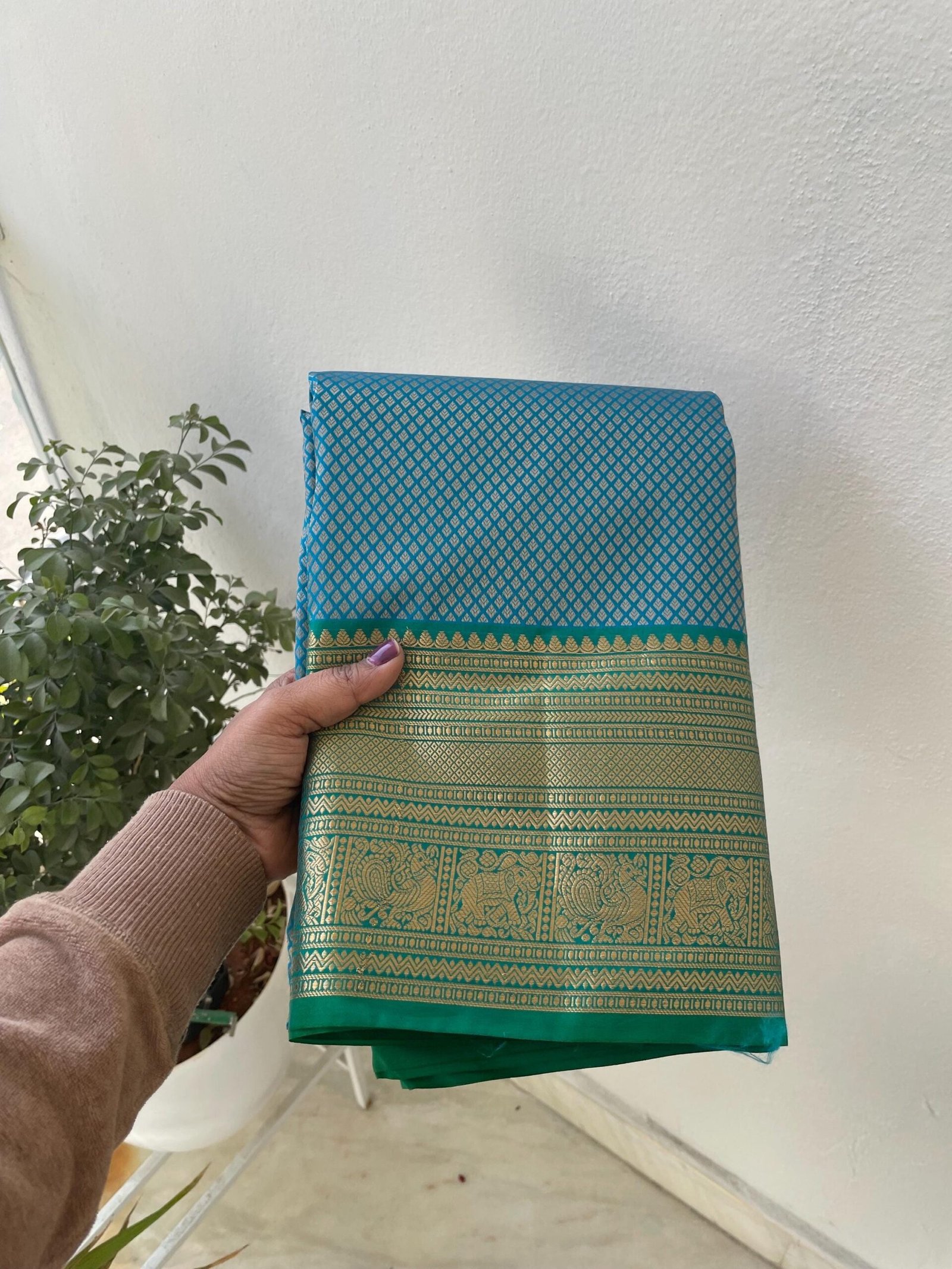 Traditional border silk saree with stitched blouse|traditional saree with readymade blouse/silk sarees USA/semi silk saree/blue silk saree