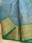 Traditional border silk saree with stitched blouse|traditional saree with readymade blouse/silk sarees USA/semi silk saree/blue silk saree