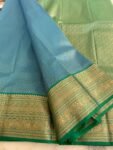 Traditional border silk saree with stitched blouse|traditional saree with readymade blouse/silk sarees USA/semi silk saree/blue silk saree