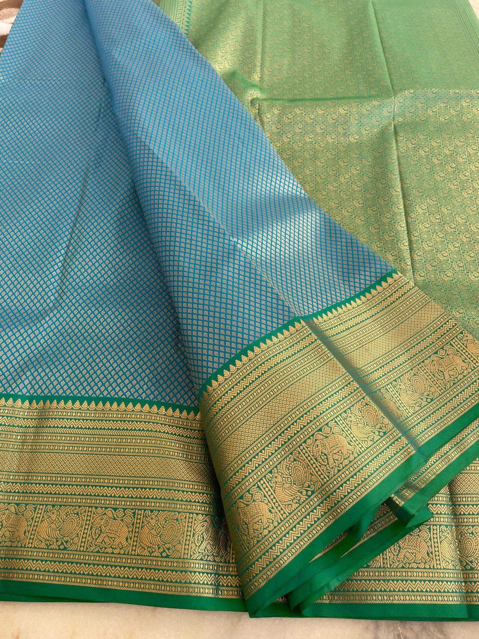 Traditional border silk saree with stitched blouse|traditional saree with readymade blouse/silk sarees USA/semi silk saree/blue silk saree
