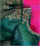 Hand Embroidered Green Silk Saree Blouse: Zardosi Maggam Work,green maggam blouse,mix and match blouse,plus size blouse,green saree blouse