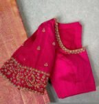 pure silk hand embroidery blouse/saree maggam blouse/purple zardosi blouse/hand embroidered blouse /magenta pink ready made blouse zardosi
