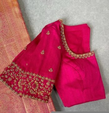pure silk hand embroidery blouse/saree maggam blouse/purple zardosi blouse/hand embroidered blouse /magenta pink ready made blouse zardosi